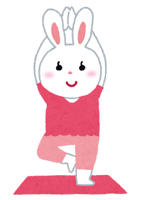 ヨガをしているウサギ